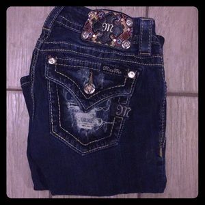 Distressed Pockets Dark Wash Miss Me Jeans